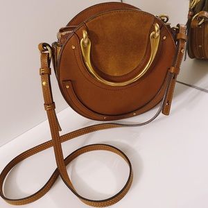 Chloe Pixie Small Round Handbag Brown SuedeLeather